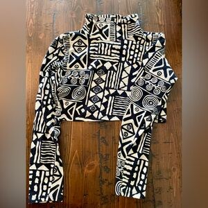 Geometric Black and White Crop Top